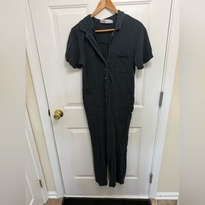 Free People Beach Navy Blue Short Sleeve Jumpsuit Size Small Summer Casual